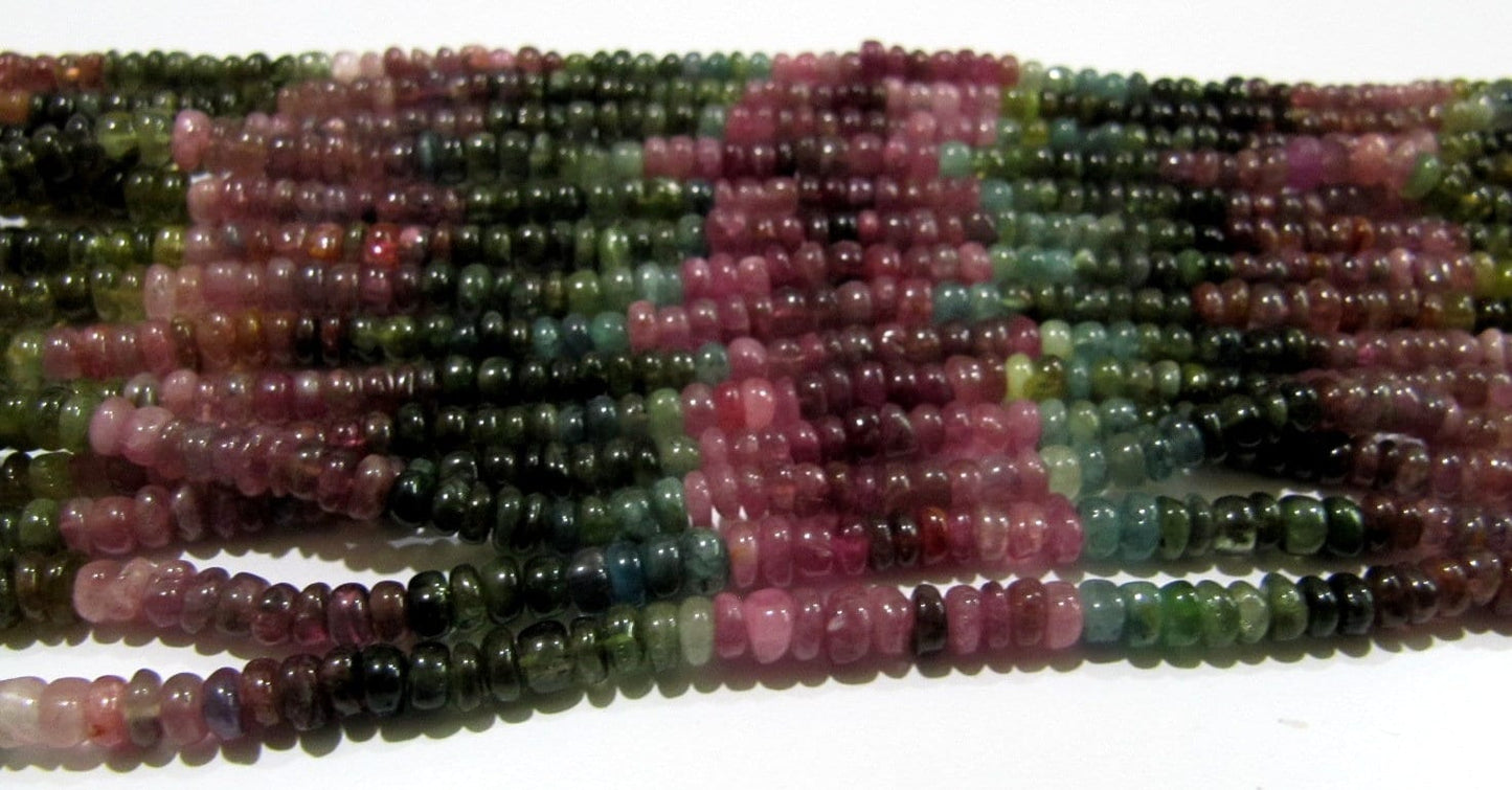 Natural Multi Tourmaline Beads Rondelle Smooth Beads 4-5 mm Sold per Strand of 13 Inches Long Watermelon Tourmaline jewelry making Beads