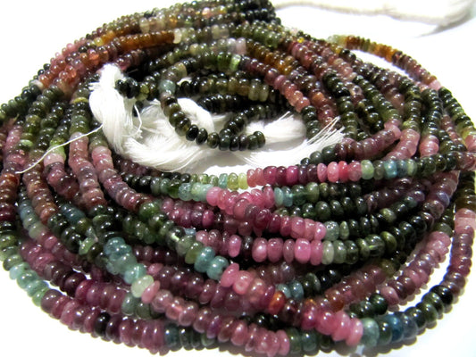 Natural Multi Tourmaline Beads Rondelle Smooth Beads 4-5 mm Sold per Strand of 13 Inches Long Watermelon Tourmaline jewelry making Beads