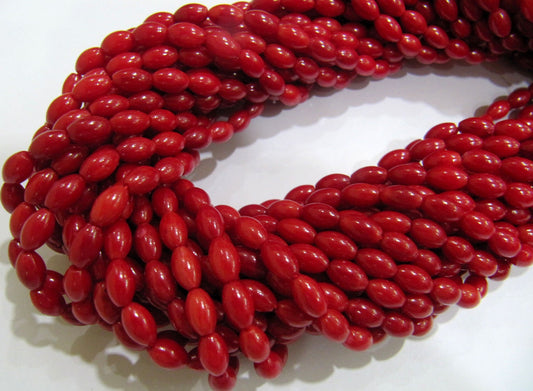 Beautiful Red Coral Barrel Drum Shape 5x8mm Beads Strand 16 Inches Long Jewelry Making Beads Sold Per Strand Wholesale Prices
