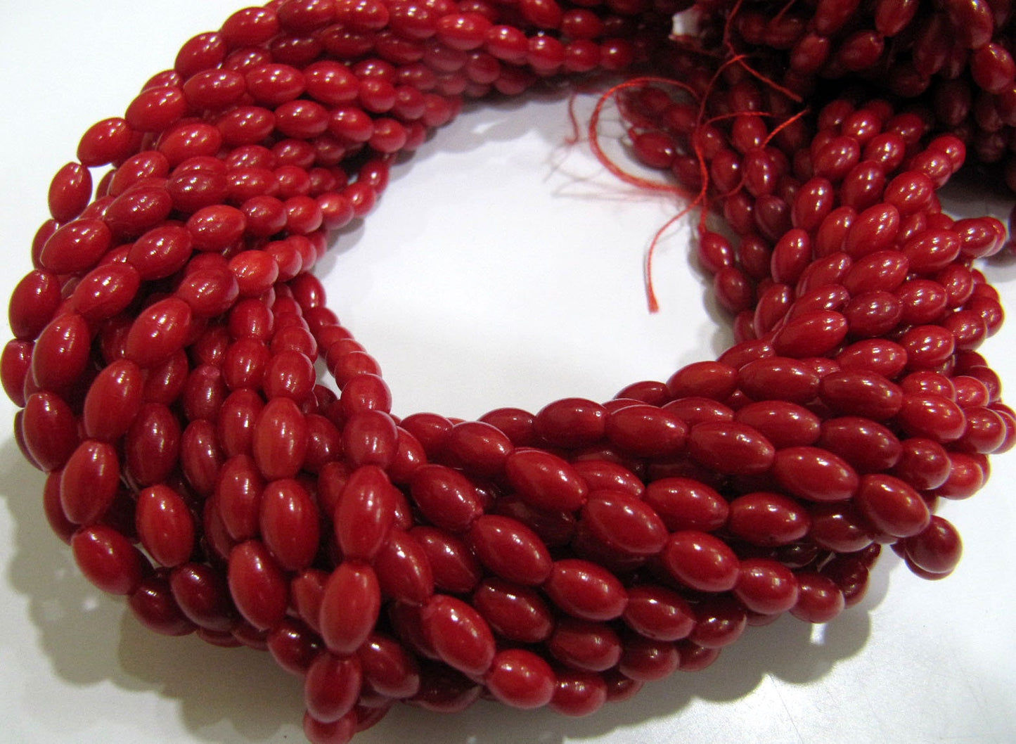 Beautiful Red Coral Barrel Drum Shape 5x8mm Beads Strand 16 Inches Long Jewelry Making Beads Sold Per Strand Wholesale Prices