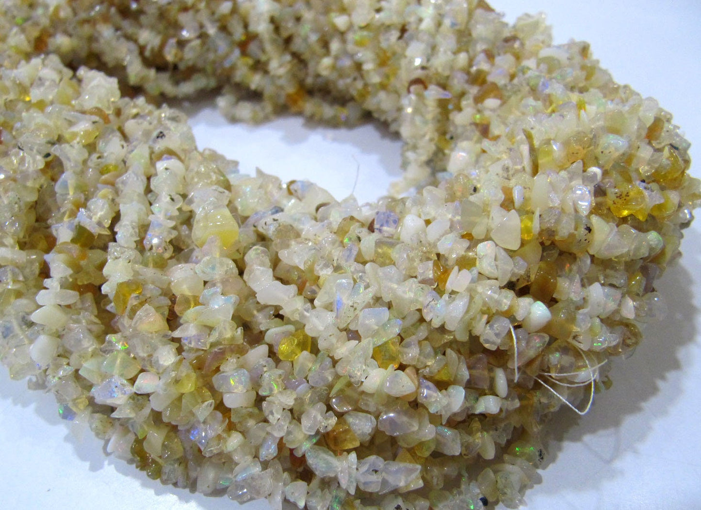 Natural Ethiopian Opal Irregular Chip Gravel Uncut Nugget 4mm To 5mm Jewelry Making Beads Strand 15 Inches Long Sold Per Strand