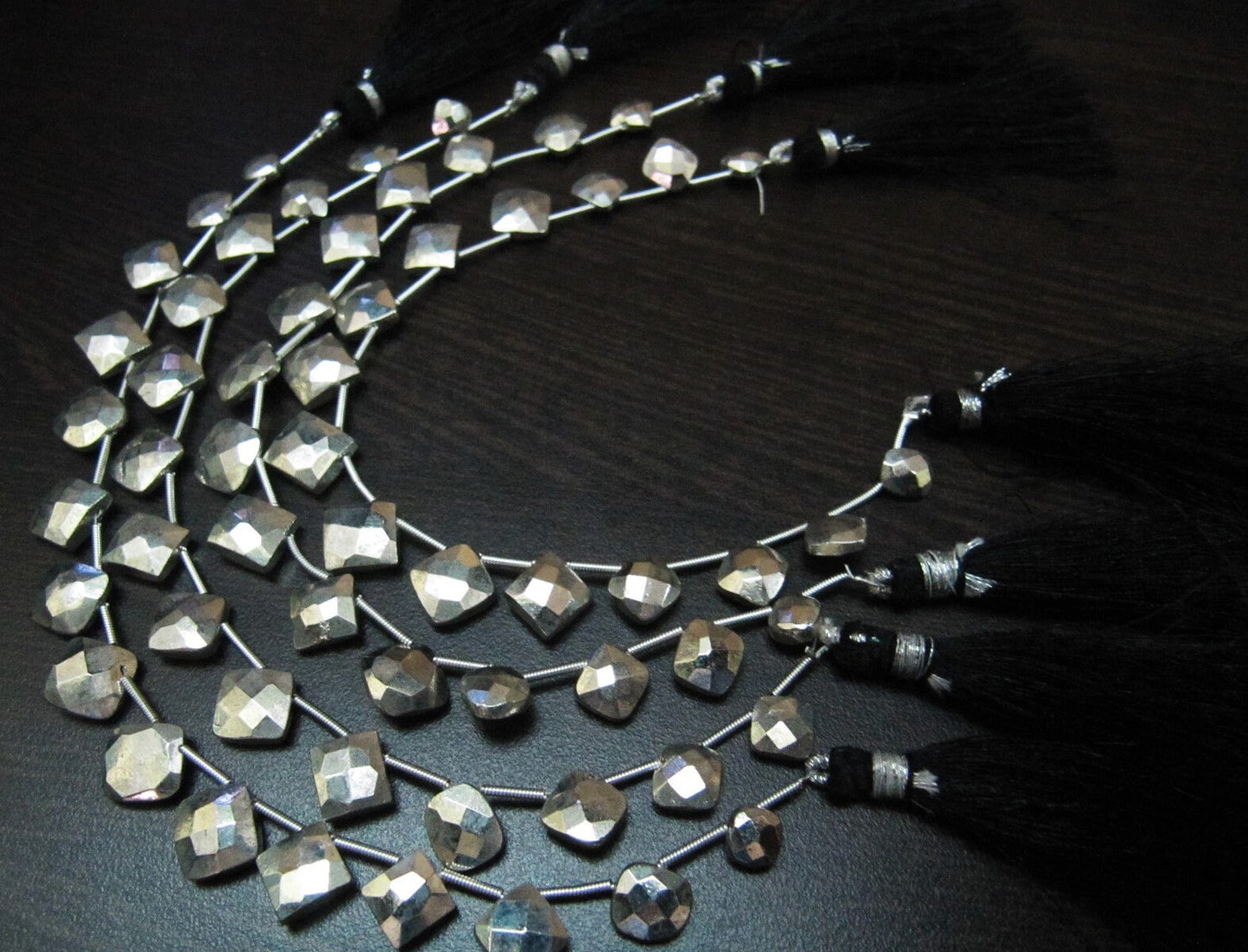 Natural Silver Pyrite Cushion Shape Briolette Faceted Beads 6 To 9mm Top Quality Gemstone Beads Strand 8 inch Long Jewelry making beads