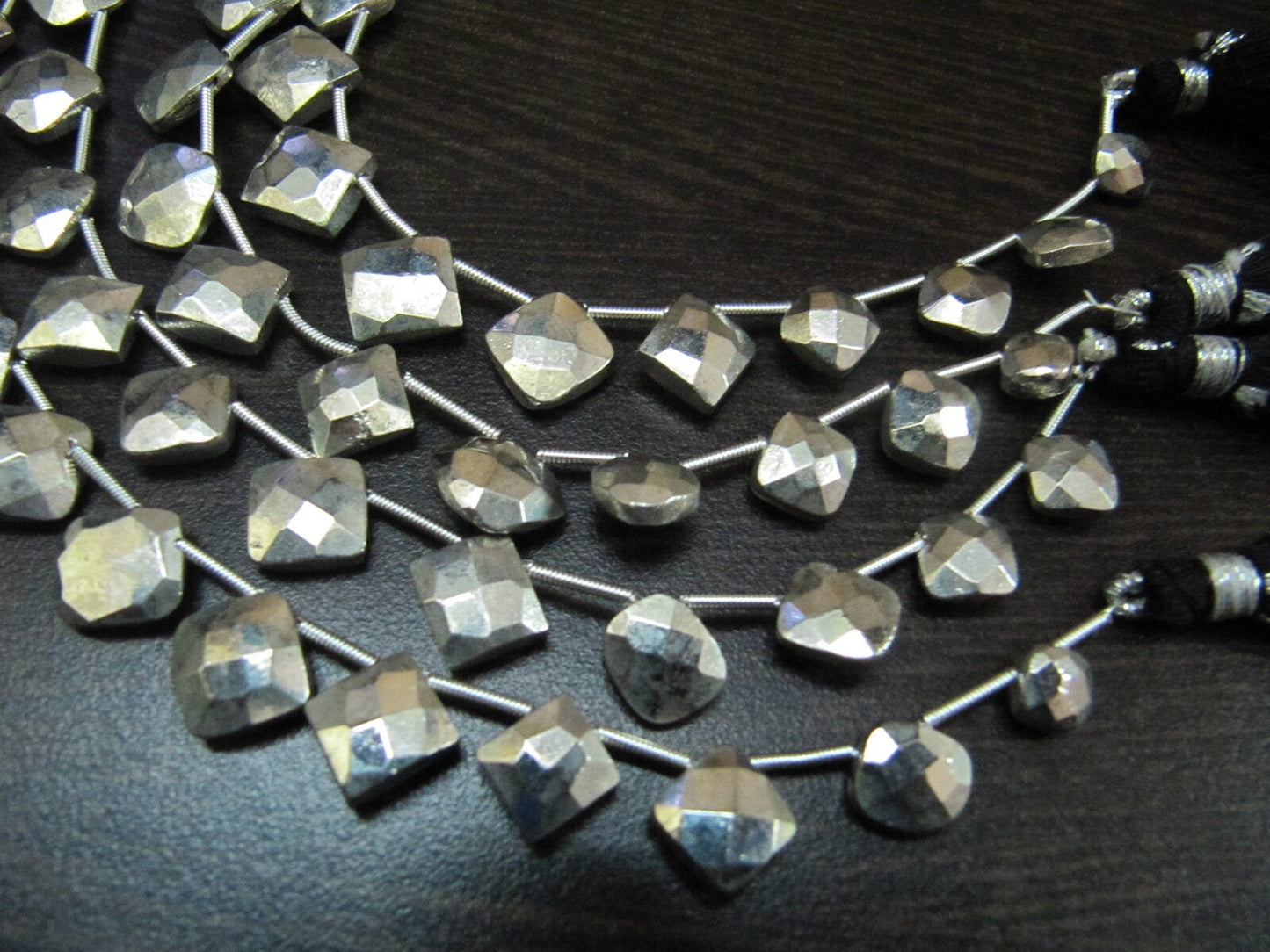 Natural Silver Pyrite Cushion Shape Briolette Faceted Beads 6 To 9mm Top Quality Gemstone Beads Strand 8 inch Long Jewelry making beads