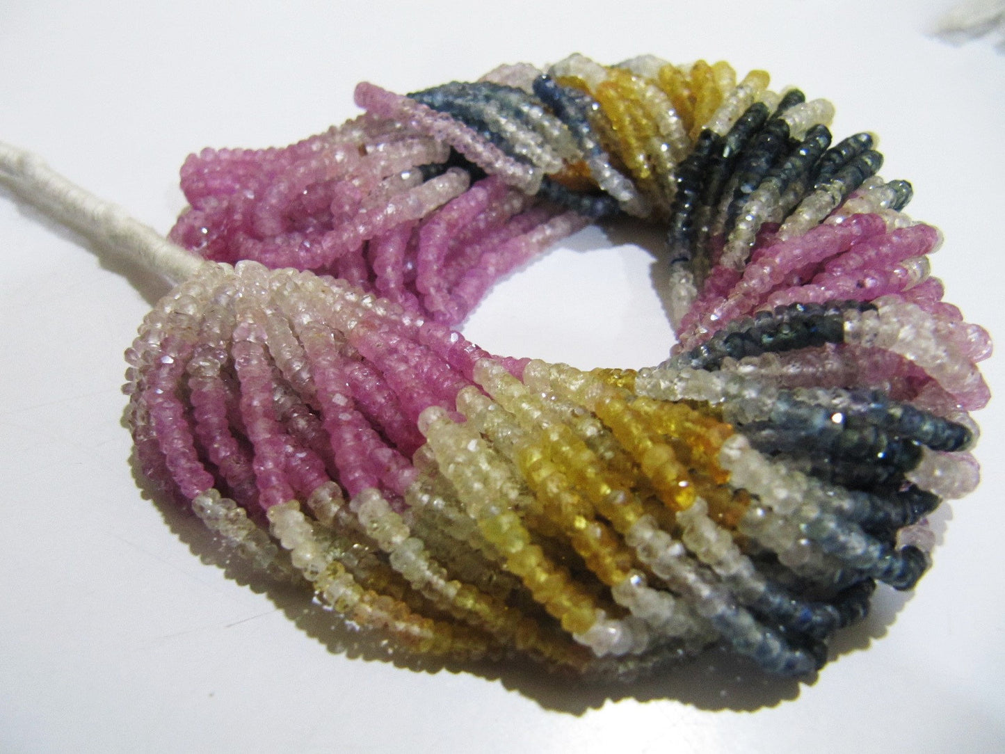 Natural Multi Sapphire Rondelle Faceted 3mm Beads Gemstone Multi Color Beads Sold per strand 8 inch long  Untreated Precious Gemstones