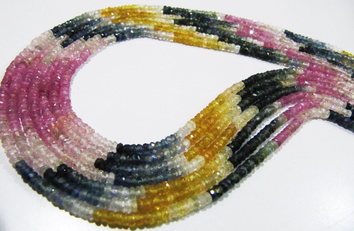 Natural Multi Sapphire Rondelle Faceted 3.5 To 4 mm Beads Gemstone AAA Quality Multi Color Beads  Precious Jewelry Making Beads