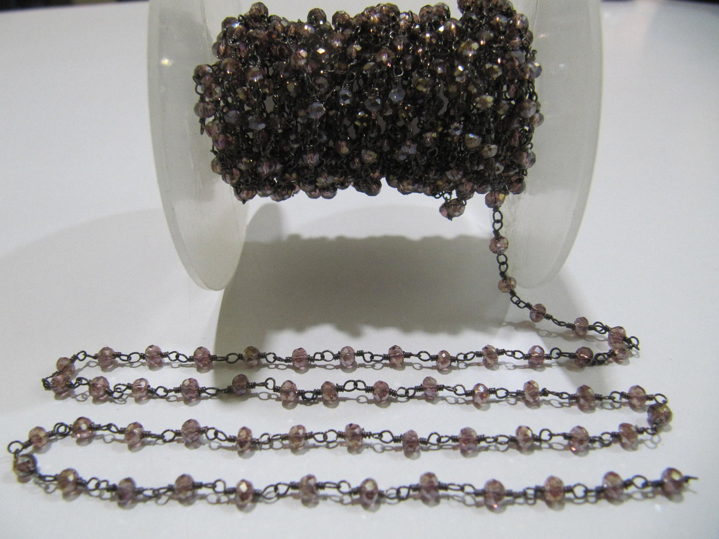 3 Feet Garnet Hydro Quartz Mystic Coated Rondelle Faceted 3-4mm Beaded Rosary Chain High Quality Wholesale Price Jewelry making chain