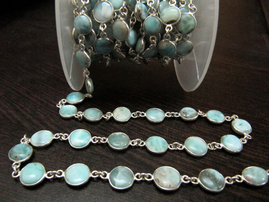 Natural Larimar  Round coin Shape Plain  12-13 mm Smooth  Bezel Connector Chain Sold Per Foot High Quality  Wholesale prices
