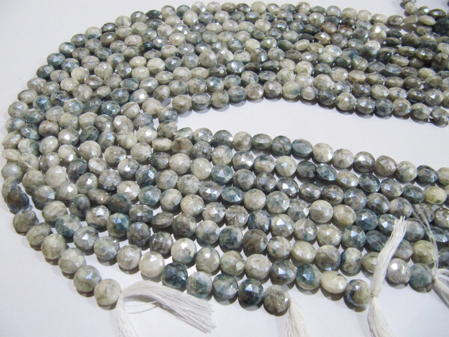 Best Quality Grey Silverite Gemstone Faceted Beads Round Coin Briolette 8mm Beads  Jewelry Making Beads Strand Size 15 Inches long
