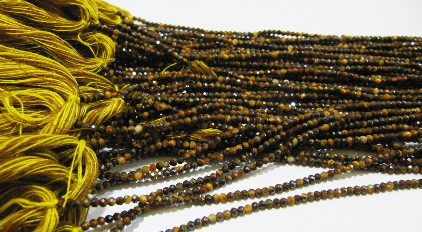 Natural Tiger Eye Rondelle Faceted Beads 2mm Brown Color Beads Sold per Strand 13 Inches long Top Quality Jewelry making Beads