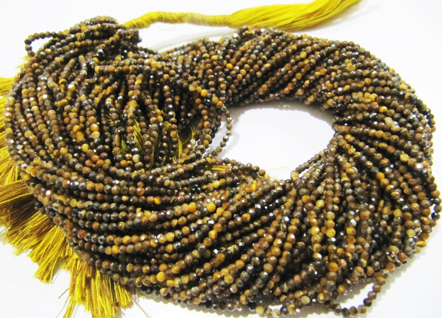 Natural Tiger Eye Rondelle Faceted Beads 2mm Brown Color Beads Sold per Strand 13 Inches long Top Quality Jewelry making Beads