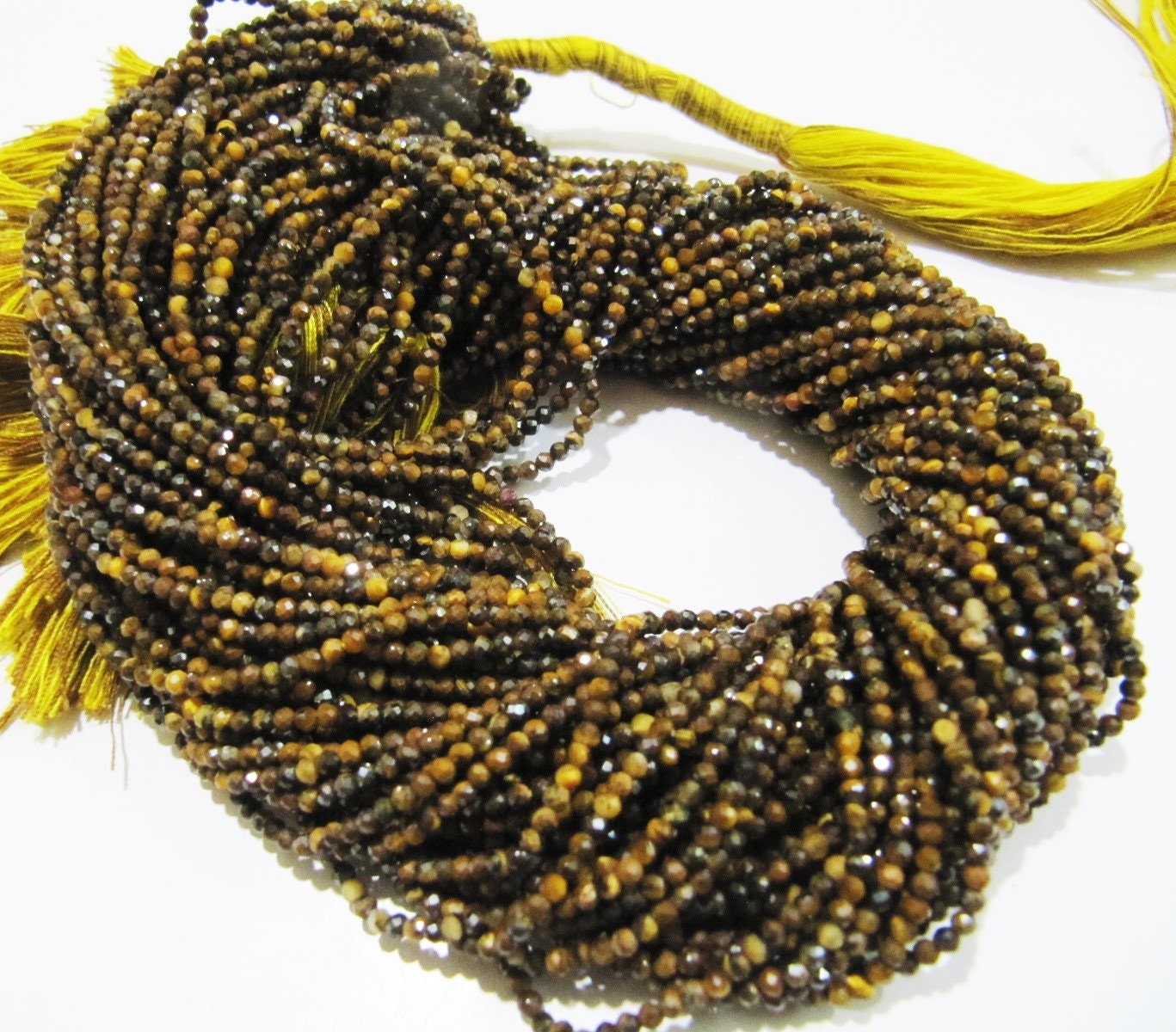 Natural Tiger Eye Rondelle Faceted Beads 2mm Brown Color Beads Sold per Strand 13 Inches long Top Quality Jewelry making Beads