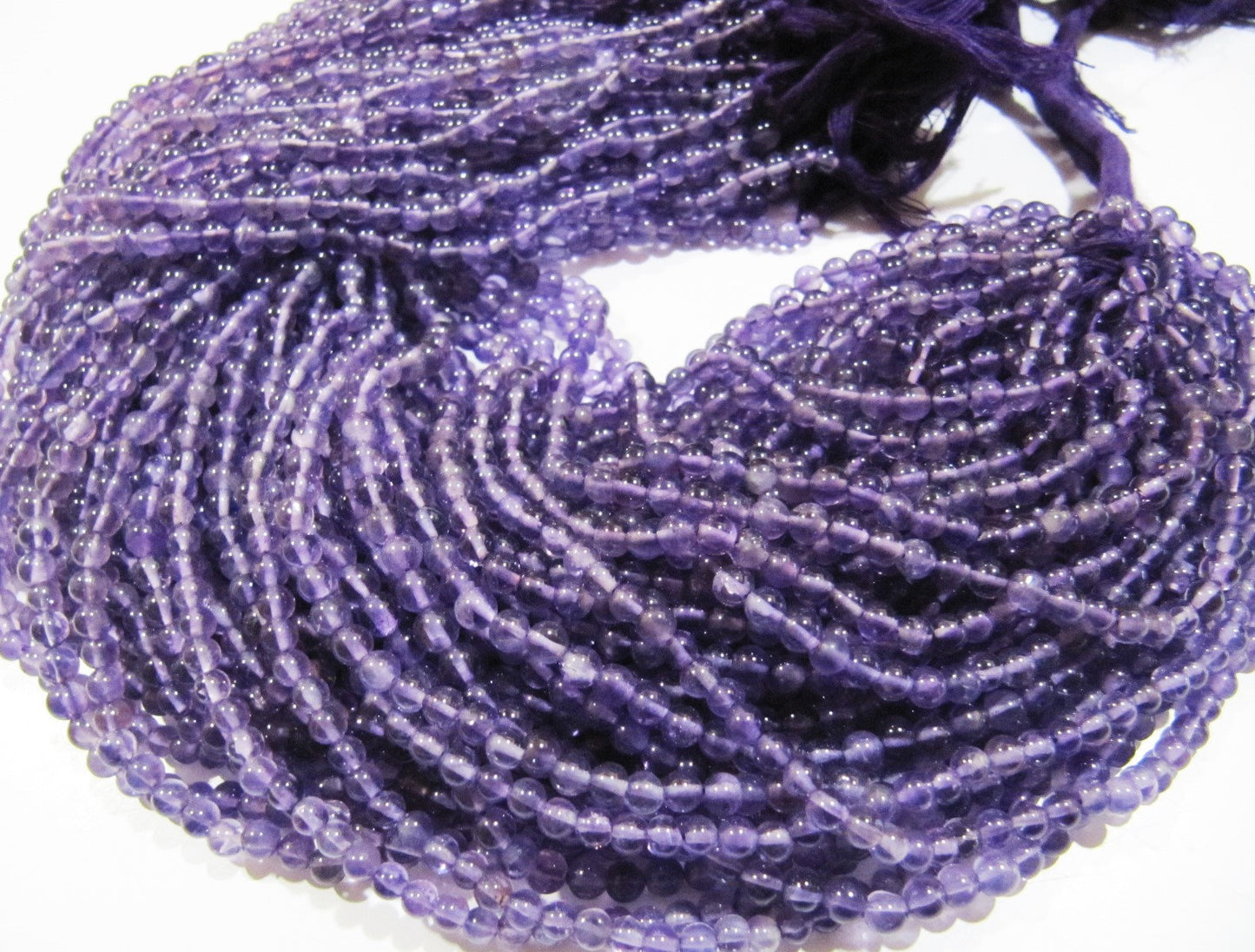 Natural Genuine Amethyst Beads Round Plain Smooth 4-5mm Beads Purple Color Beads For Jewelry Making Sold Per Strand 13 Inches Long