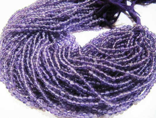 Natural Genuine Amethyst Beads Round Plain Smooth 4-5mm Beads Purple Color Beads For Jewelry Making Sold Per Strand 13 Inches Long