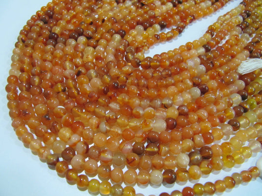 Natural Carneline Round Plain Smooth 5 mm Shaded color Beads Orange Colour Beads For Jewelry Making Sold Per Strand 13 Inches Long