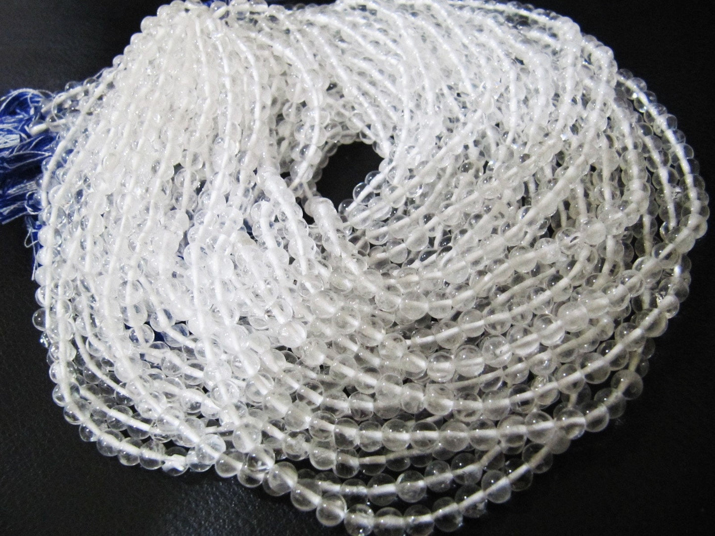 Natural Genuine Rock Crystal Quartz Round Plain Smooth 4-5 mm Beads For Jewelry Making Sold Per Strand 13 Inches Long Wholesale Price