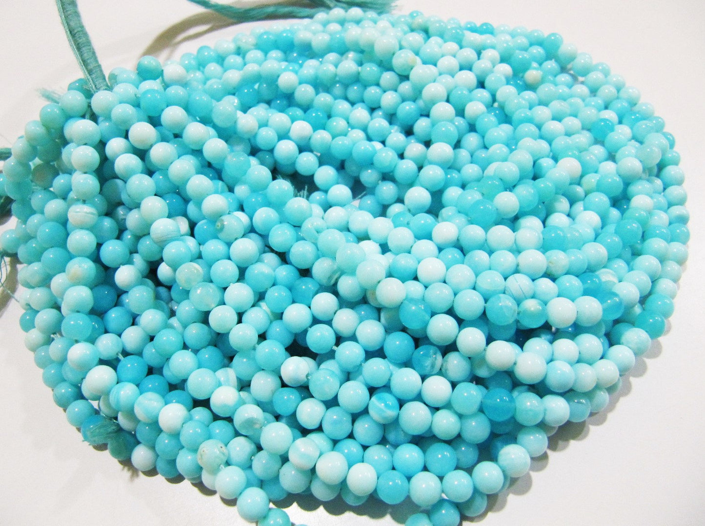 Natural Genuine Blue Opal Round Plain Beads 6-7mm Peruvian Opal Smooth Beads Strand 8 inches Opal Beads for Making Jewelry Whoesale Rates