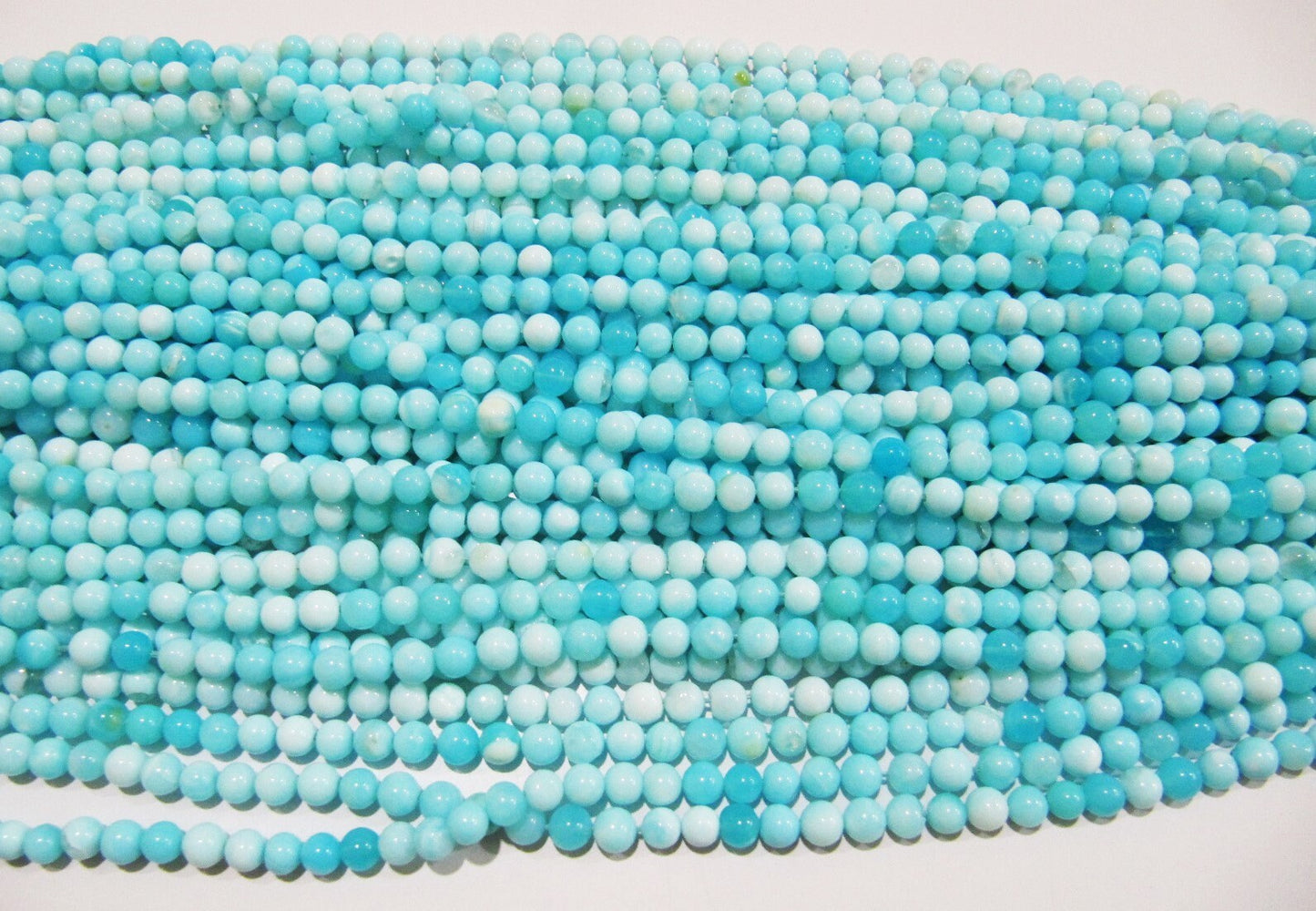 Natural Genuine Blue Opal Round Plain Beads 6-7mm Peruvian Opal Smooth Beads Strand 8 inches Opal Beads for Making Jewelry Whoesale Rates