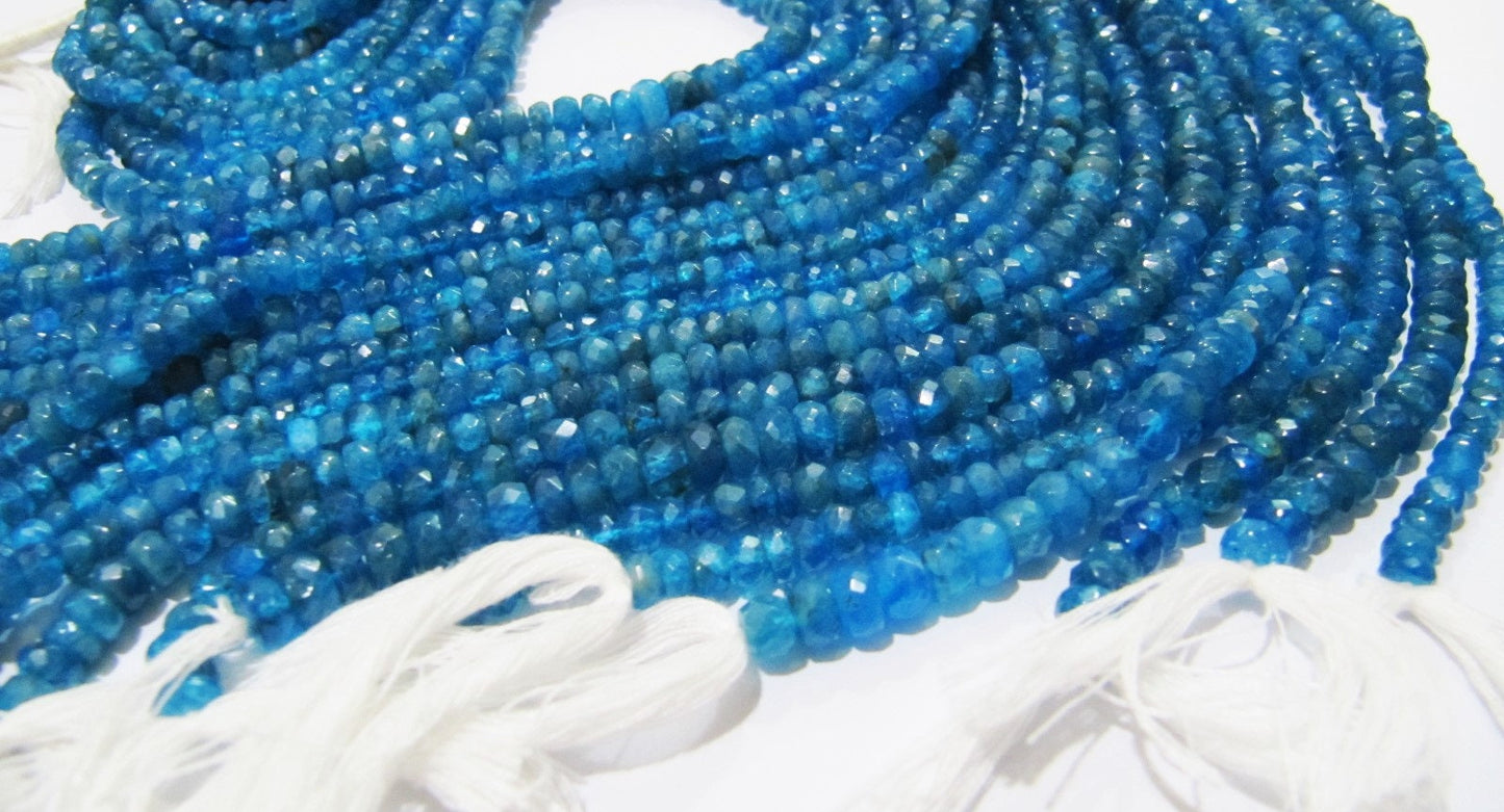 Natural Neon Apatite Beads 2.5 to 4mm sizes as per your choice Rondelle faceted beads Strings 13inch Long Semi Precious Stones