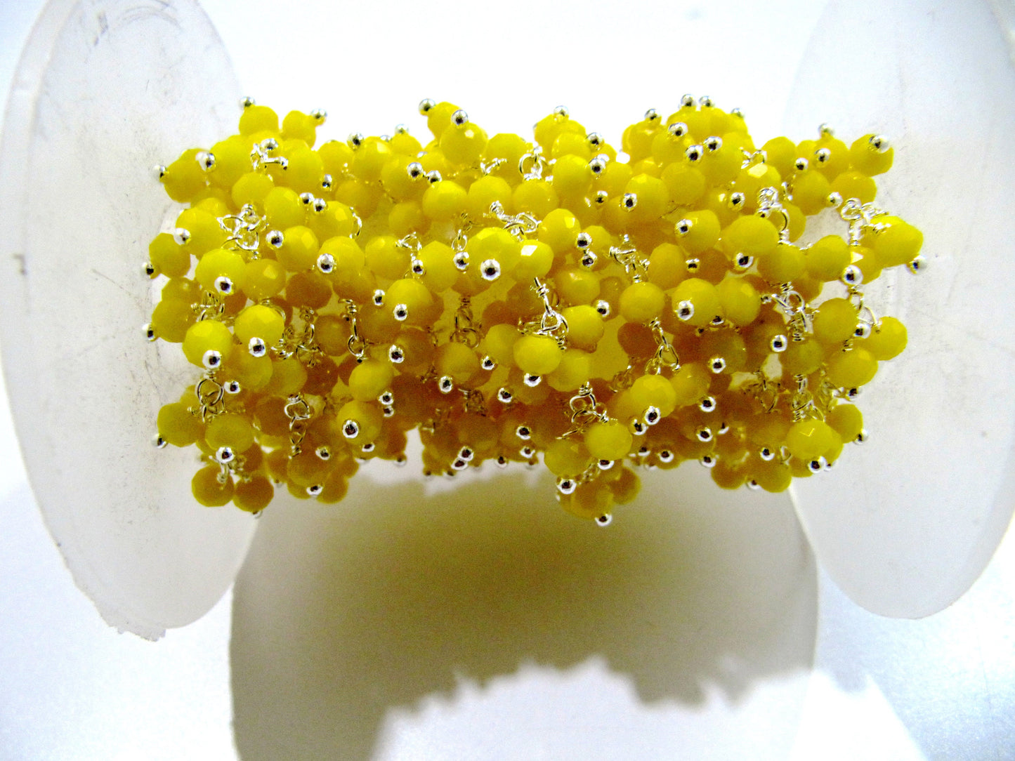 Yellow Chalcedony Dangling Chain Rondelle Faceted Beaded Cluster Chain 3mm Size Hydro Quartz Bead Chain Wholesale Prices chain sold per foot