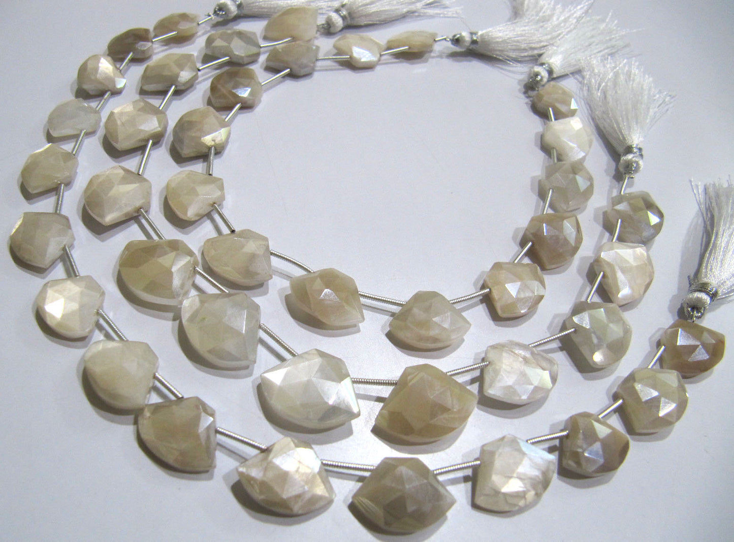 Natural White Moonstone AB Mystic Coated Diamond Shape 15-16 To 17-18mm Beads Strand 10 Inches Long Jewelry Making Beads Sold Per Strand