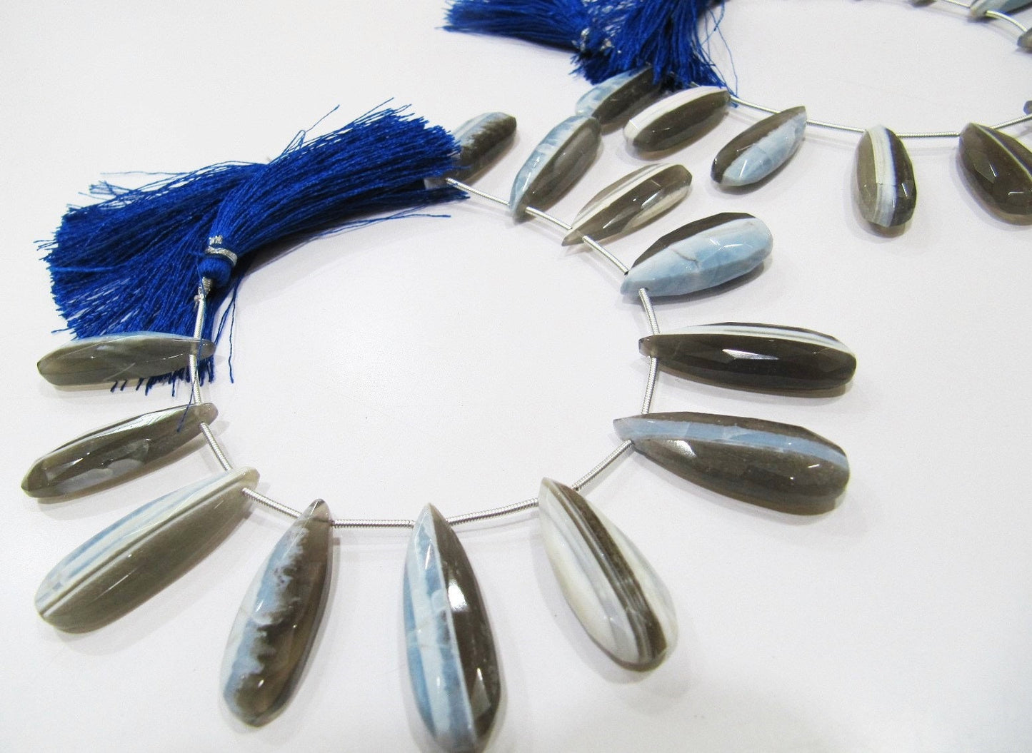 Natural Bio Opal Faceted Cut Pear Shape Briolette Drops, Flat Drops Beads, Beads Size Approx 10x22 To 11x25mm Strand 8 Inch long