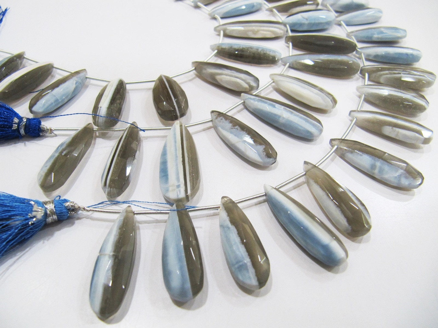 Natural Bio Opal Faceted Cut Pear Shape Briolette Drops, Flat Drops Beads, Beads Size Approx 10x22 To 11x25mm Strand 8 Inch long