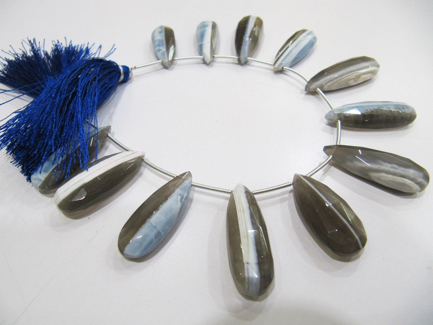 Natural Bio Opal Faceted Cut Pear Shape Briolette Drops, Flat Drops Beads, Beads Size Approx 10x22 To 11x25mm Strand 8 Inch long