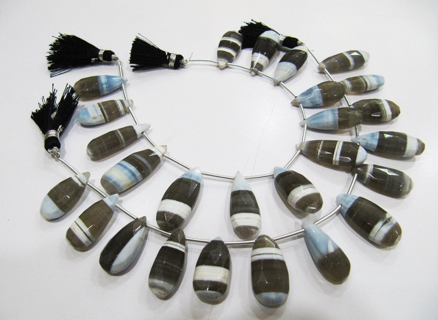 Natural Bio Opal Faceted Pear Shape Briolette Beads Size Approx 10x18mm To 10x20mm Strand 8 Inches long, Shaded Gemstone Strand.
