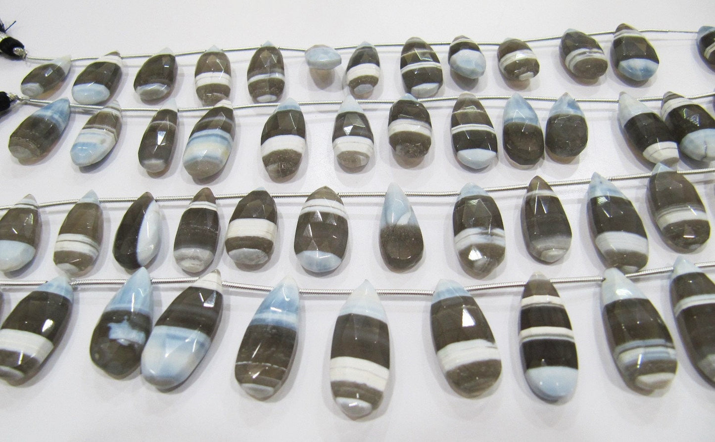 Natural Bio Opal Faceted Pear Shape Briolette Beads Size Approx 10x18mm To 10x20mm Strand 8 Inches long, Shaded Gemstone Strand.
