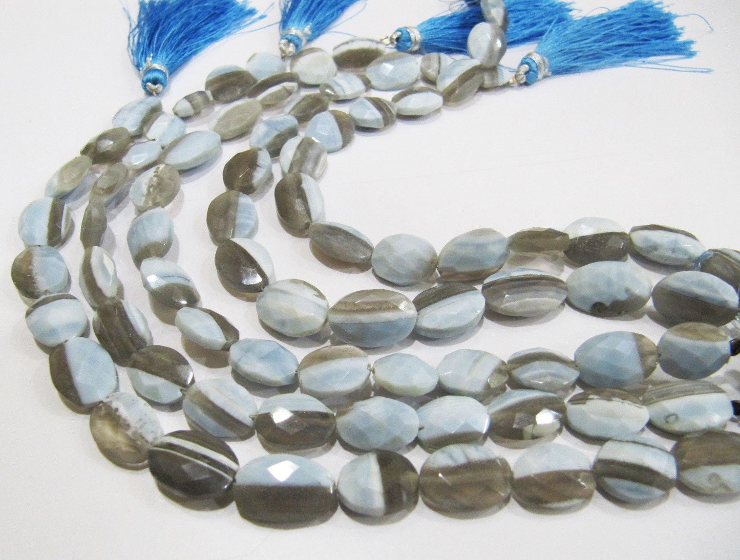 Natural Bio Opal Oval Shape Briolette Faceted Beads Size Approx 12-13mm Strand 8 Inches long Shaded opal Jewelry Making Gemstone Beads .