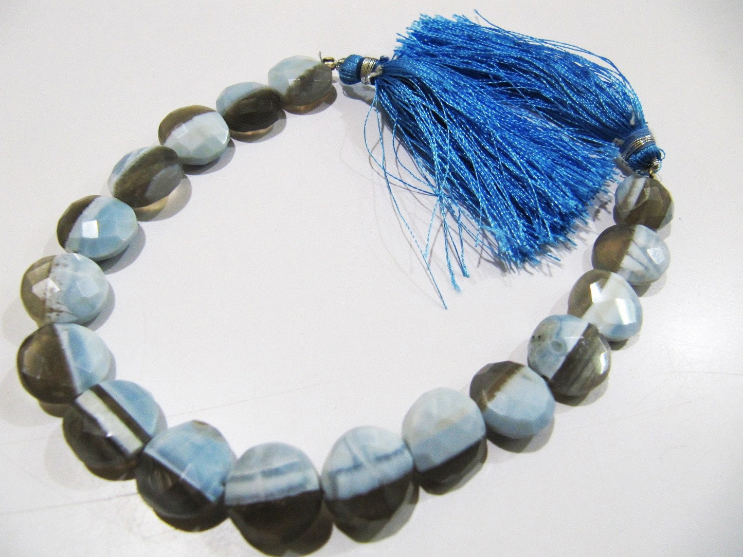 Natural Boulder Opal Faceted Round Coin Shape Briolette Beads Size12-13mm Strand 8 Inches long, Bio Opal Shaded Gemstone Sold Per Strand