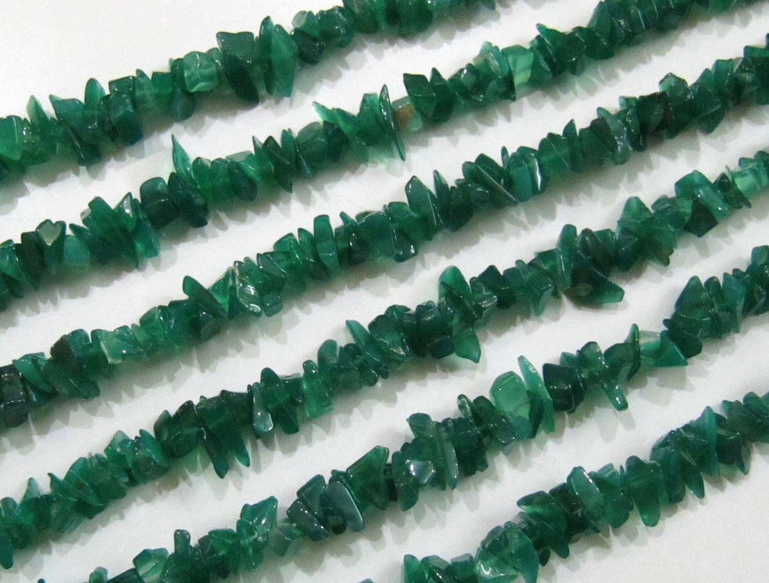 Natural Green Onyx Chip Gravel Uncut Nugget 6mm To 9mm Beads Green Color Jewelry Making Beads Strand 35 Inches Long Sold Per strand