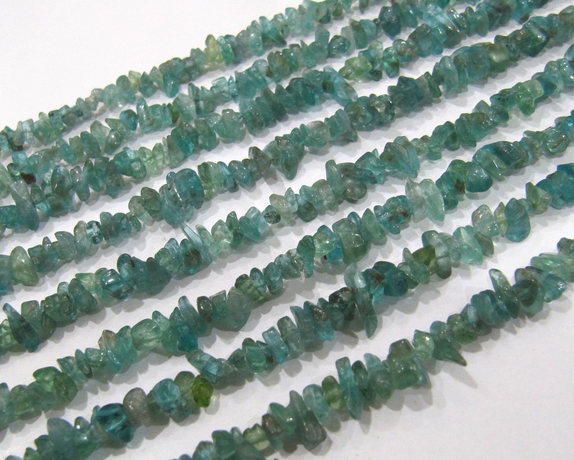 Natural Blue Apatite Irregular Chip Gravel Uncut Nugget 4mm To 8mm Blue Color Jewelry Making Beads Strand 34 Inches Long Sold Per Strand