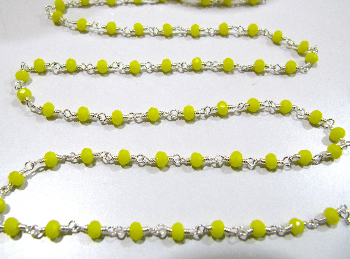 3 Ft-Yellow Chalcedony Chain Rondelle Faceted Beaded  Chain 3mm Size Hydro Quartz Bead Chain Wholesale Prices gemstone chain