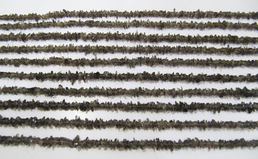 Natural Smoky Quartz Irregular Chip Gravel Uncut Nugget 3-4mm Brown Color Jewelry Making Beads Strand 34 Inches Long Sold Per Strand