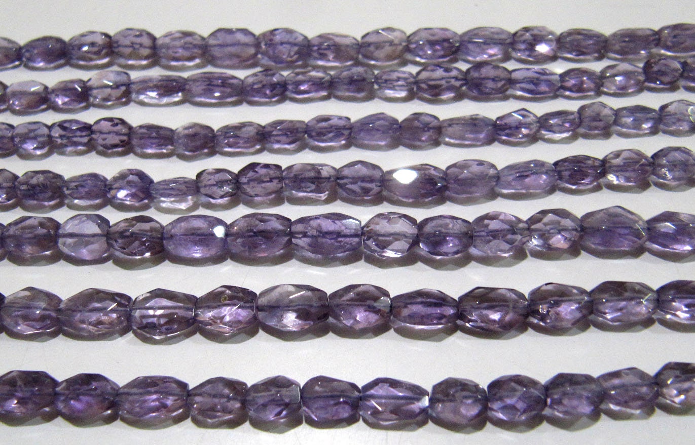 Natural Purple Amethyst Oval Faceted Beads Size 8mm to 10mm Purple Color Mani Shape Gemstone Beads Strand 13 Inches long Sold Per Strand