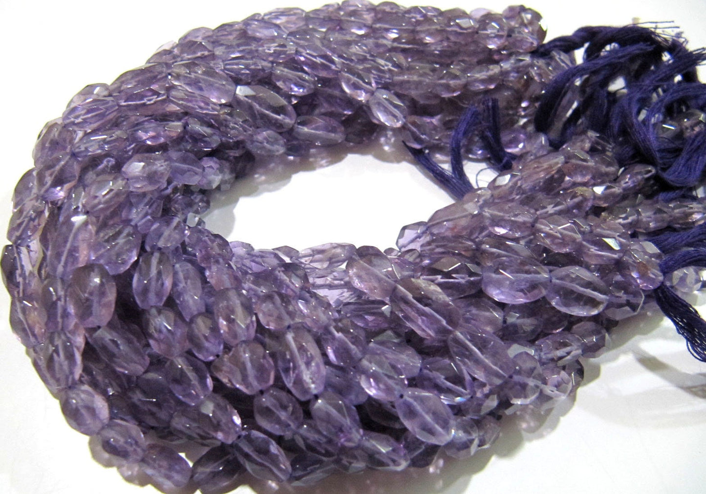 Natural Purple Amethyst Oval Faceted Beads Size 8mm to 10mm Purple Color Mani Shape Gemstone Beads Strand 13 Inches long Sold Per Strand