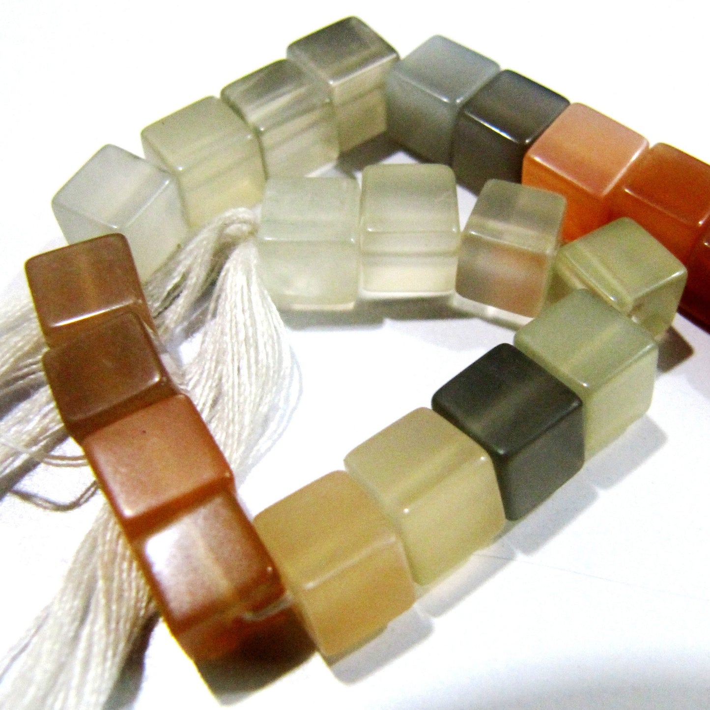 Natural Multi Moonstone Cube Beads 5-6mm Size Smooth Box Shape Beads Length 8 inches long Multi Gemstone Beads Wholesale Prices