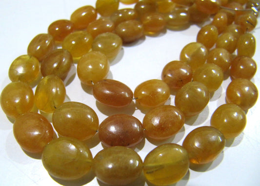 AAA Quality Natural Yellow Sapphire Oval Shape 8 to 10mm Plain Smooth Yellow Color Jewelry Making Beads Strand 8 inches long sold per Strand