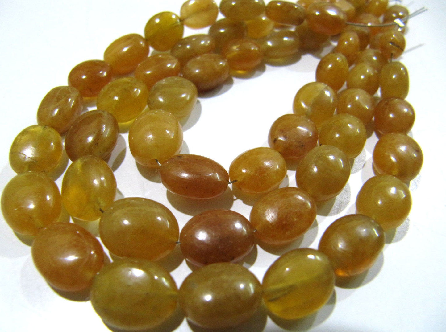 AAA Quality Natural Yellow Sapphire Oval Shape 8 to 10mm Plain Smooth Yellow Color Jewelry Making Beads Strand 8 inches long sold per Strand