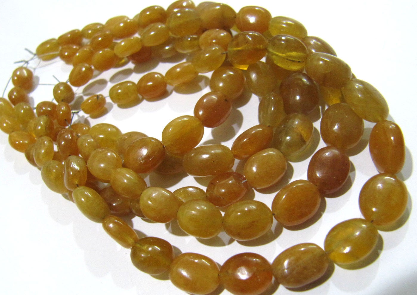 AAA Quality Natural Yellow Sapphire Oval Shape 8 to 10mm Plain Smooth Yellow Color Jewelry Making Beads Strand 8 inches long sold per Strand