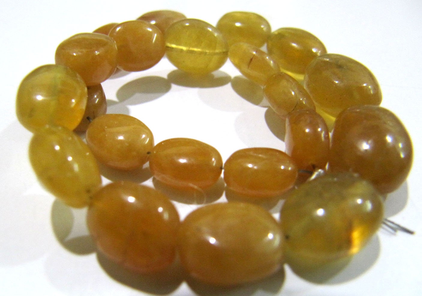 AAA Quality Natural Yellow Sapphire Oval Shape 8 to 10mm Plain Smooth Yellow Color Jewelry Making Beads Strand 8 inches long sold per Strand
