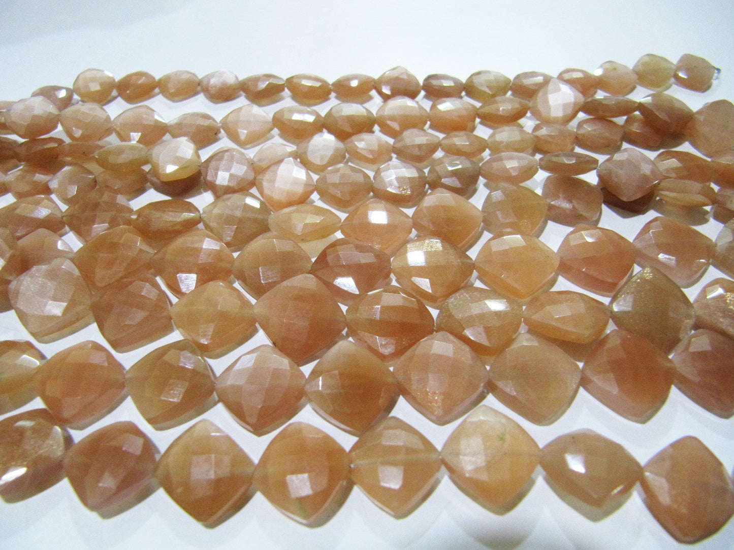 Natural Peach Moonstone Cushion Shape 11-12mm Briolette Beads Square shape beads strand 8 inches Jewelry Making Peach Color Gemstone Beads