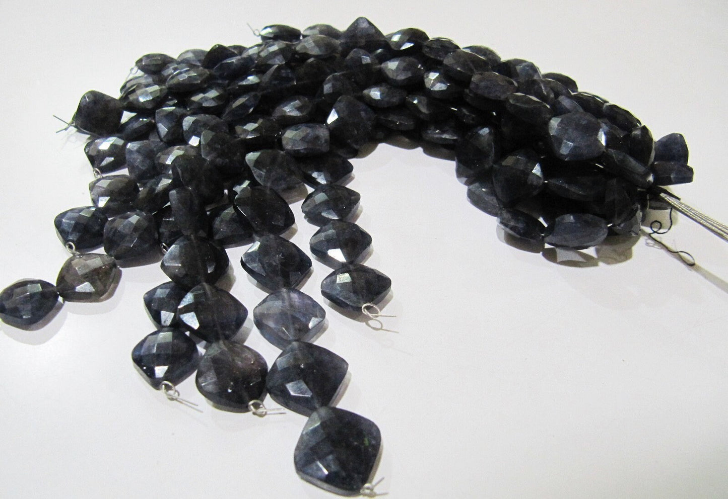 Natural Iolite Cushion Shape Beads Briolette Gemstone square shape Beads 11-12mm Strand 8 inch long Wholesale Prices