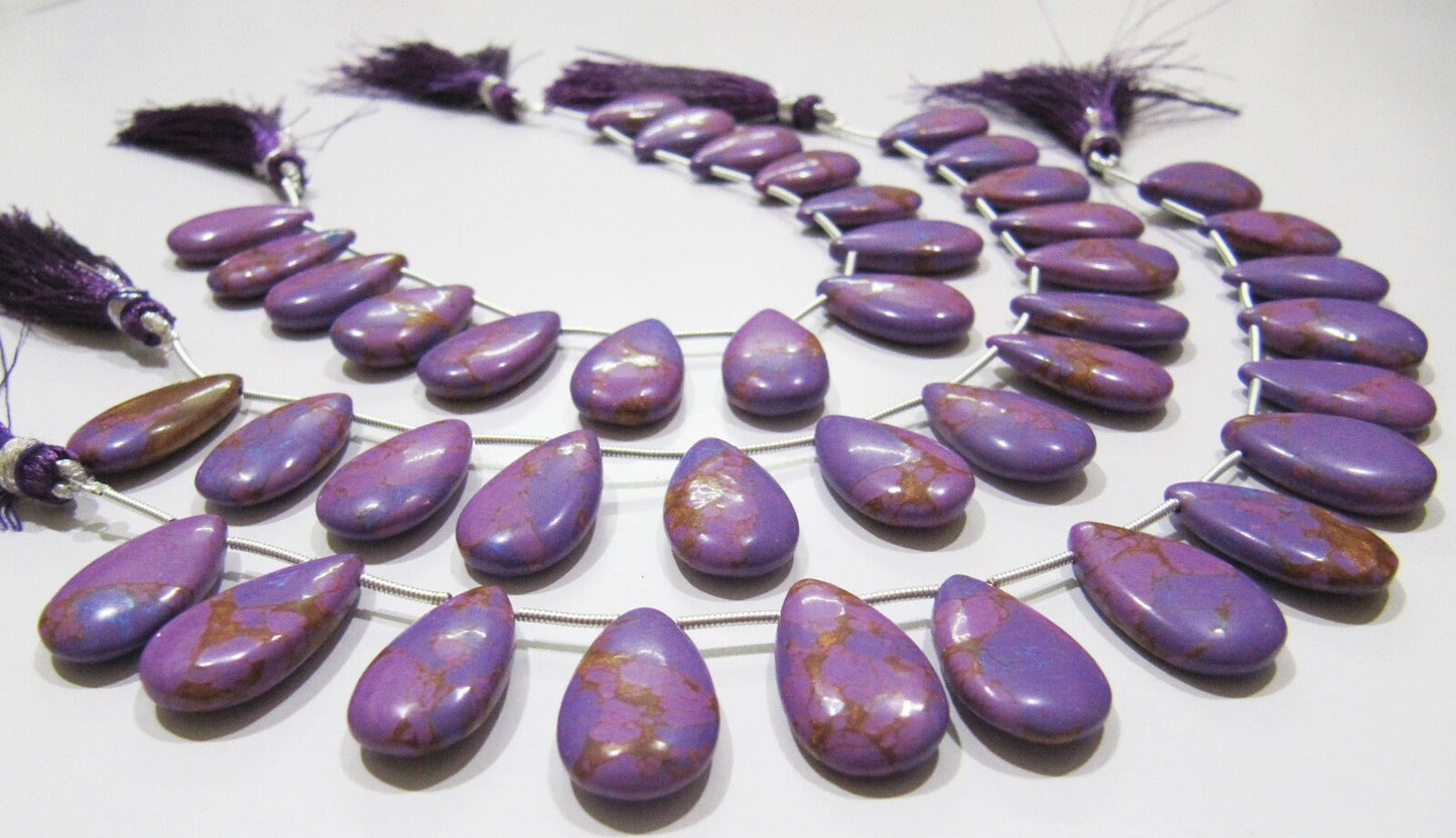 AAA Quality Purple Copper Turquoise Pear Shape Plain Smooth Size 12x20mm Beads Strand 8 inches Long Sold Per Strand, 14 Beads Per Strand
