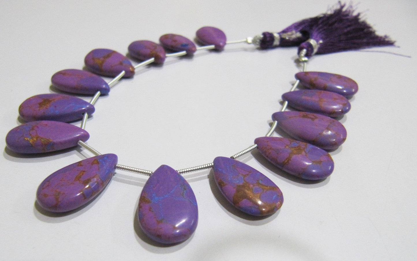 AAA Quality Purple Copper Turquoise Pear Shape Plain Smooth Size 12x20mm Beads Strand 8 inches Long Sold Per Strand, 14 Beads Per Strand