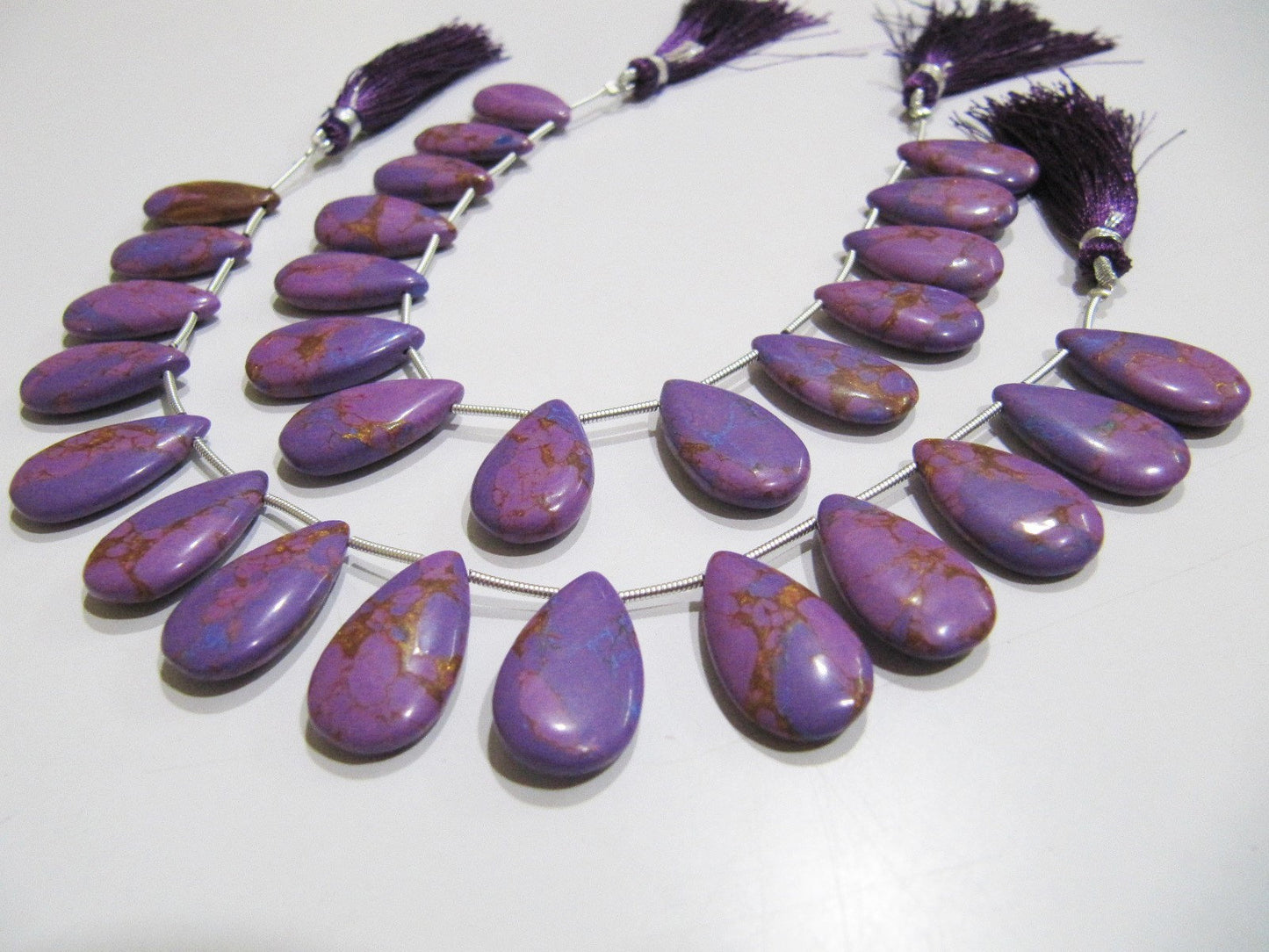 AAA Quality Purple Copper Turquoise Pear Shape Plain Smooth Size 12x20mm Beads Strand 8 inches Long Sold Per Strand, 14 Beads Per Strand
