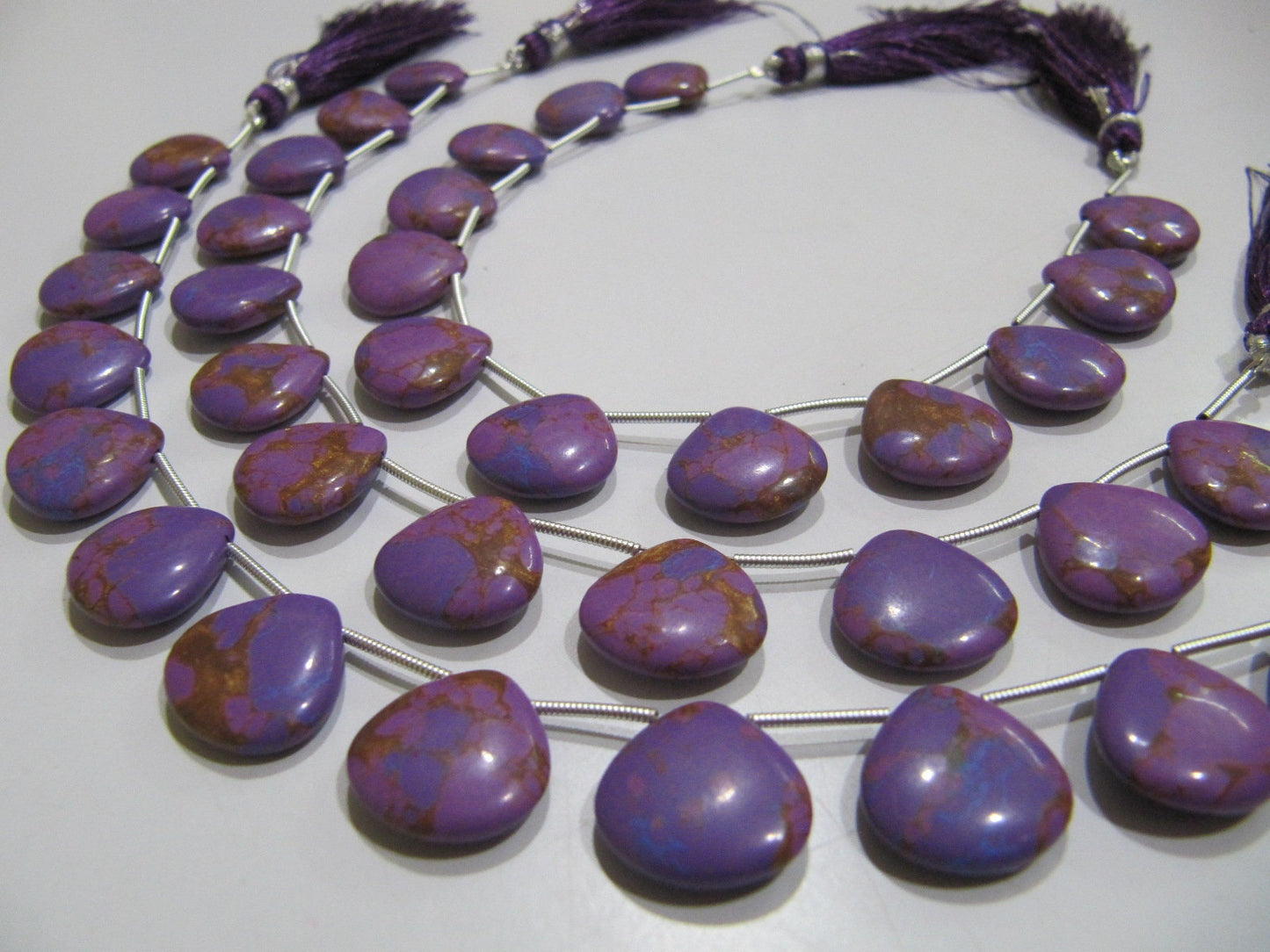 AAA Quality Purple Copper Turquoise Heart Shape Plain Smooth Size 14-15mm Beads Strand 8 inches Long Sold Per Strand, 14 Beads Per Strand