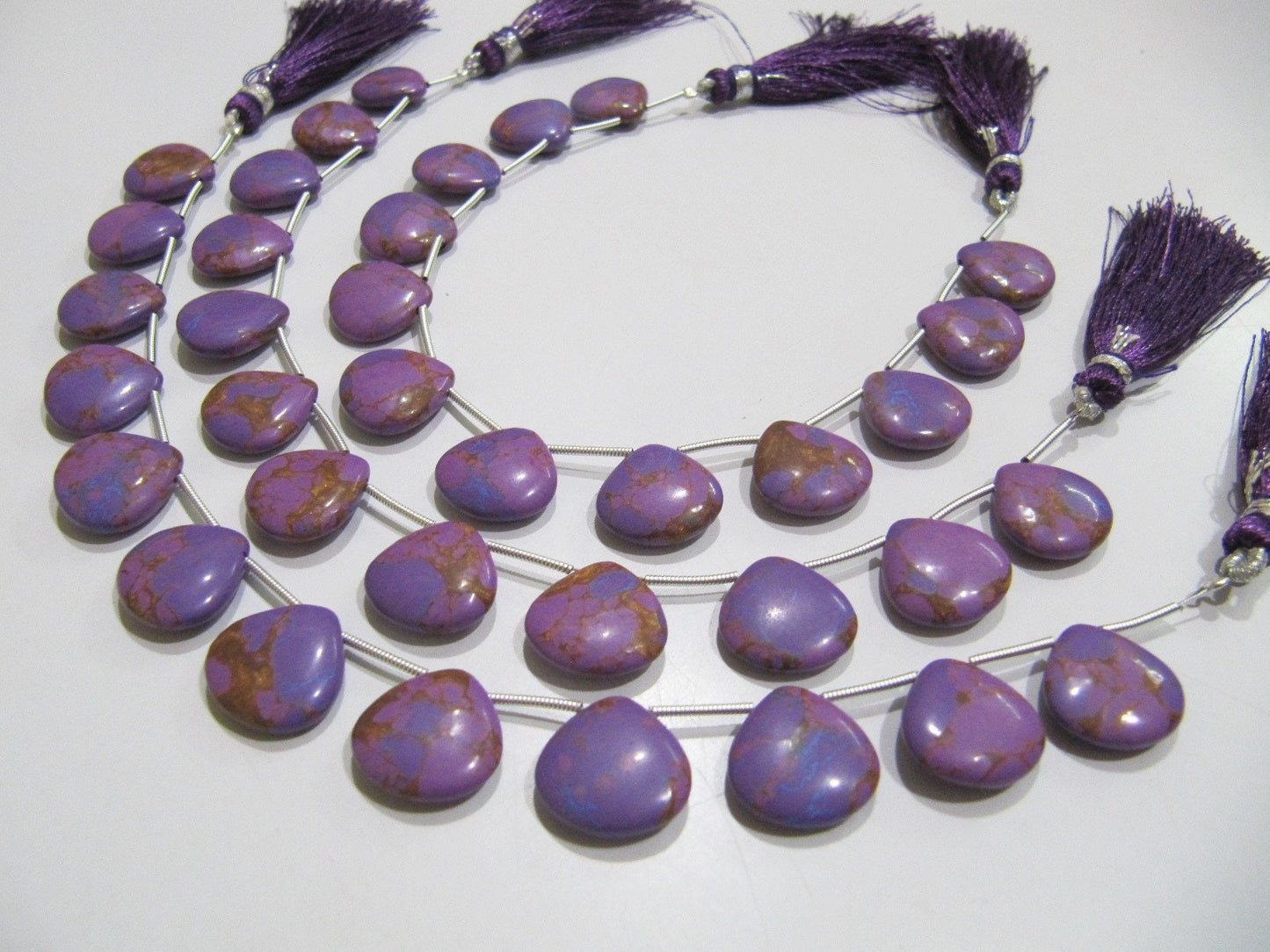 AAA Quality Purple Copper Turquoise Heart Shape Plain Smooth Size 14-15mm Beads Strand 8 inches Long Sold Per Strand, 14 Beads Per Strand
