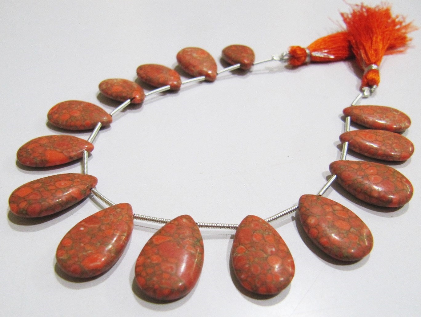 AAA Quality Orange Copper Turquoise Pear Shape Plain Smooth Size 12x20mm Beads Strand 8 inches Long Sold Per Strand, 14 Beads Per Strand